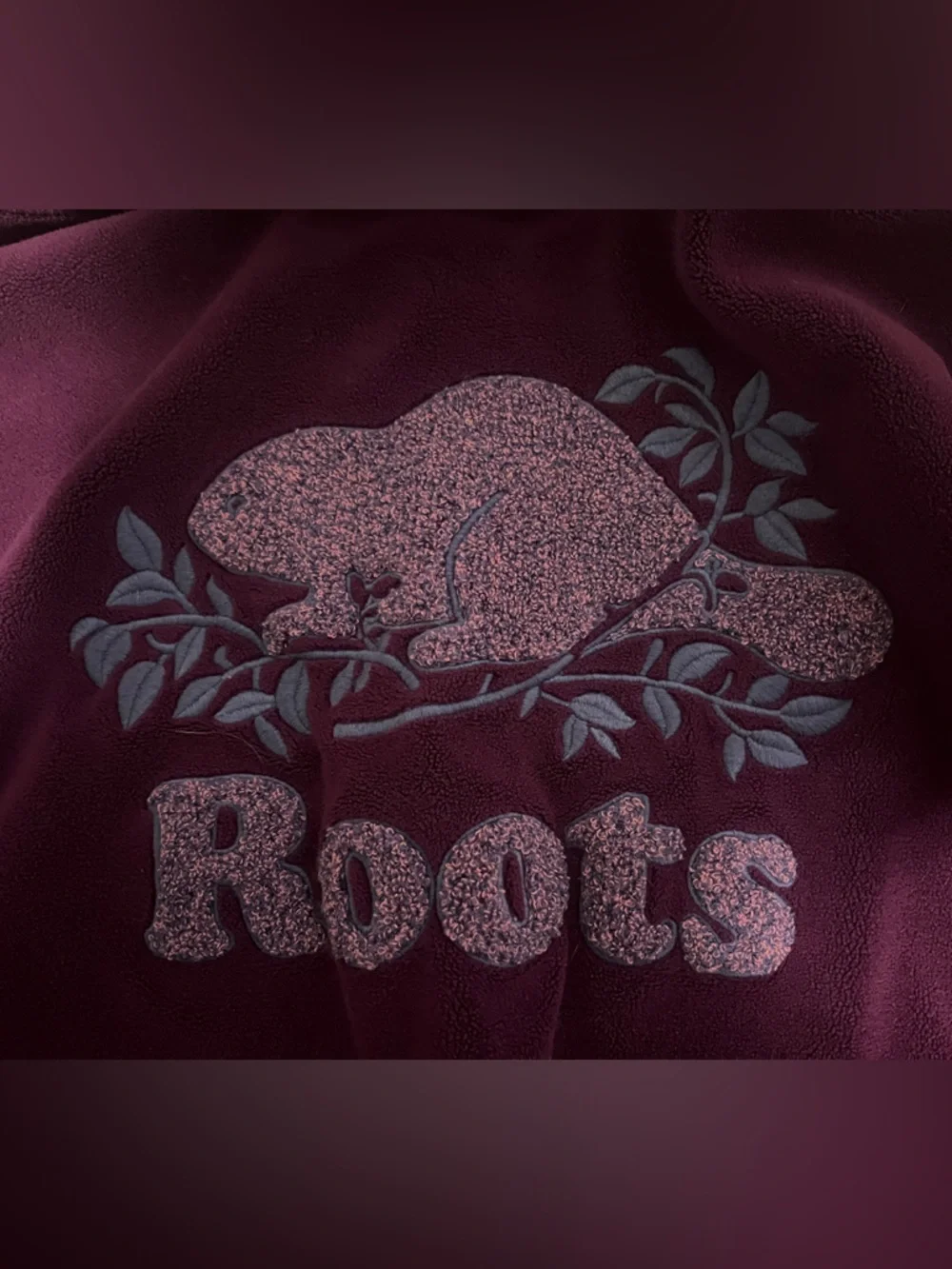 Roots Girls' Hooded Velour Sweatshirt - Plum Purple - Picture 3 of 4